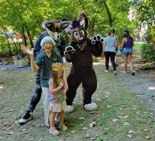 The wolf and the bear visit with visitors